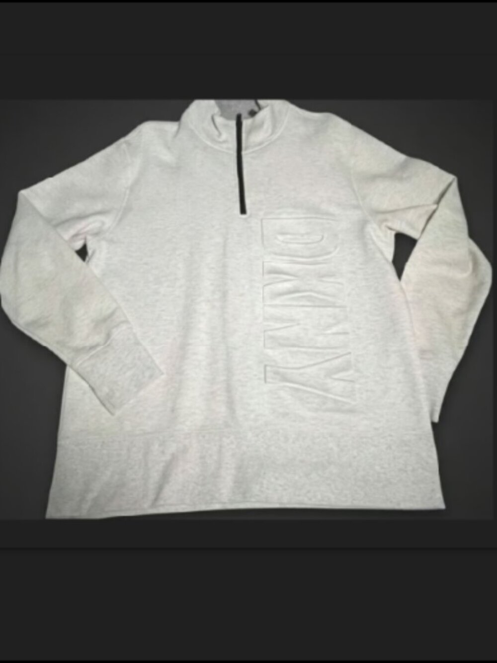 DKNY Men’s Quarter Zip Long Sleeve Cream / Sesame Colored Sweat Shirt Size Large